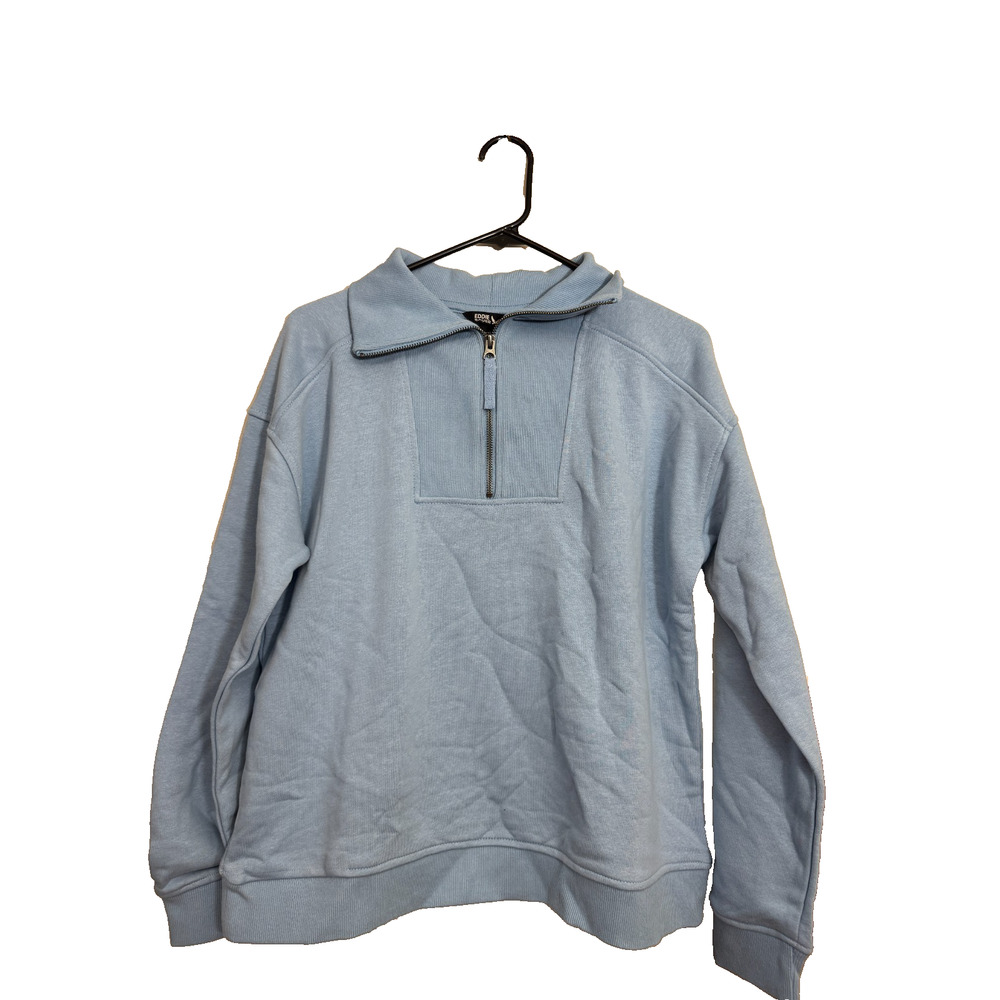 Eddie Bauer Womens Quarter Zip Pullover Size M Blue Fleece Sweatshirt NWT